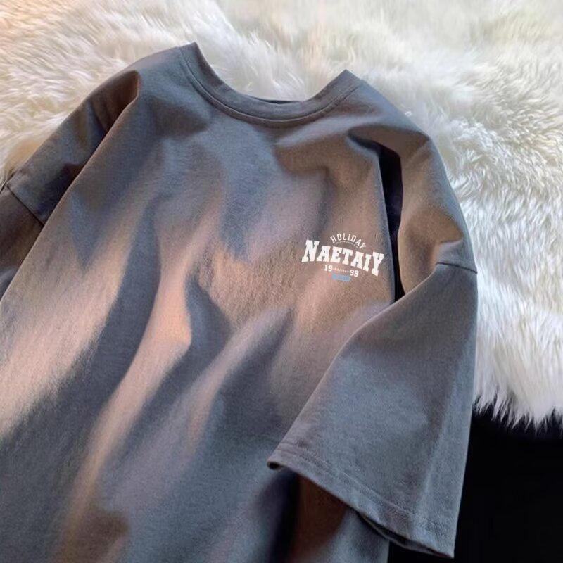 

Men s Casual Pure Cotton Round Neck English Print Short Sleeve T-Shirt M