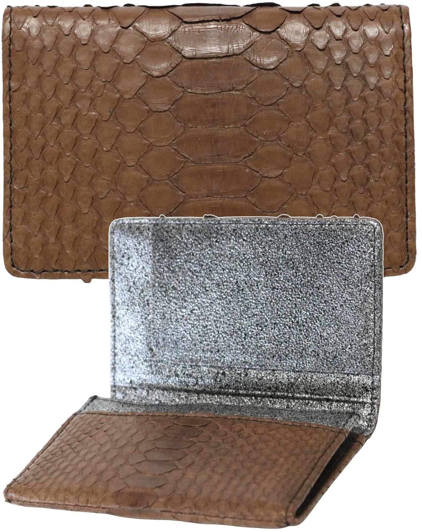 

Bercute Brown Business Card Case for Men and Women, Diamond Python Leather, Snakeskin Leather, Popular Brand, Genuine Leather, Slim Business Card