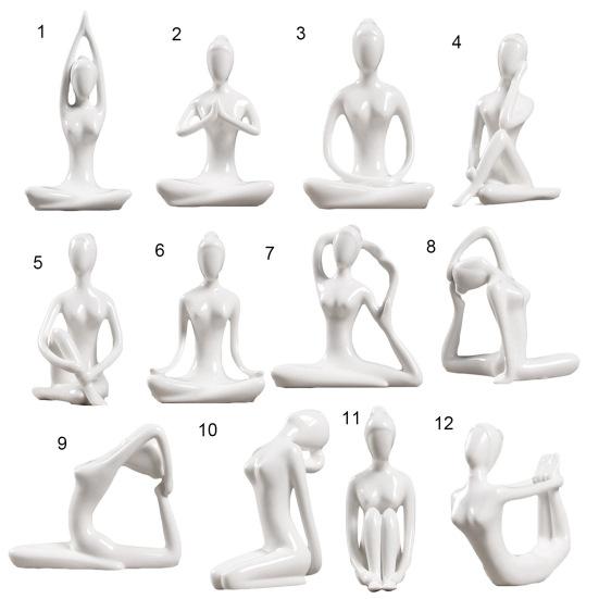 Yoga Figurine Handcrafted Smooth Surface Ceramic Meditation Decoration Yoga Posture Statue for Living Room