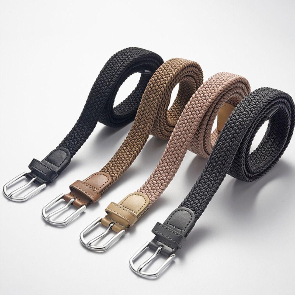 Hole-free Elastic Belt Versatile Weave Waistbelt Fashion Student Pants Belt  For Women Man