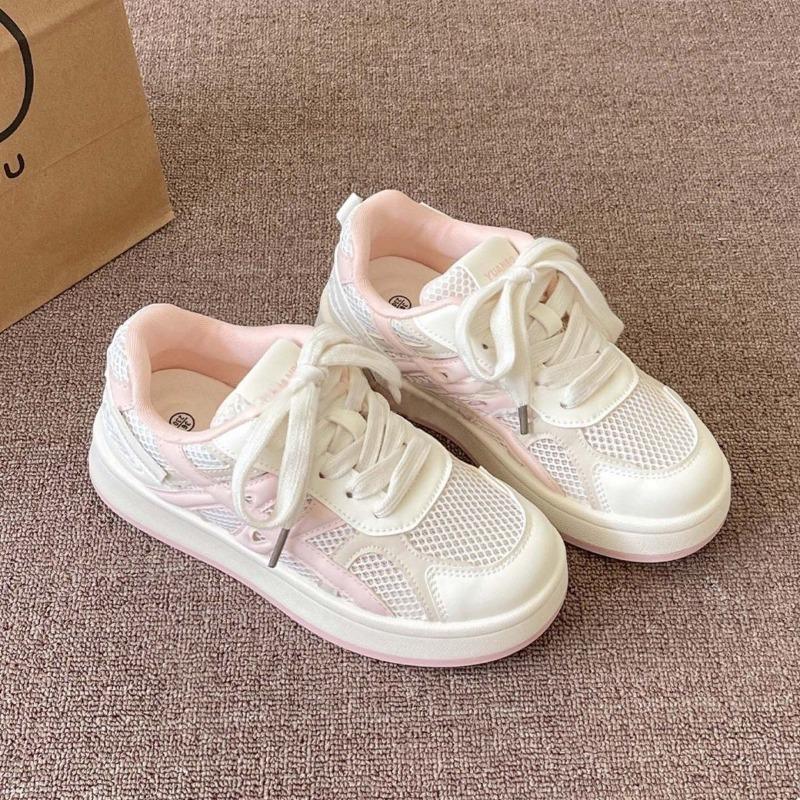 Niche Wasteland Wind Board Shoes Women's New Summer Mesh Shoes Breathable Mesh Thick-soled White Shoes Campus Style