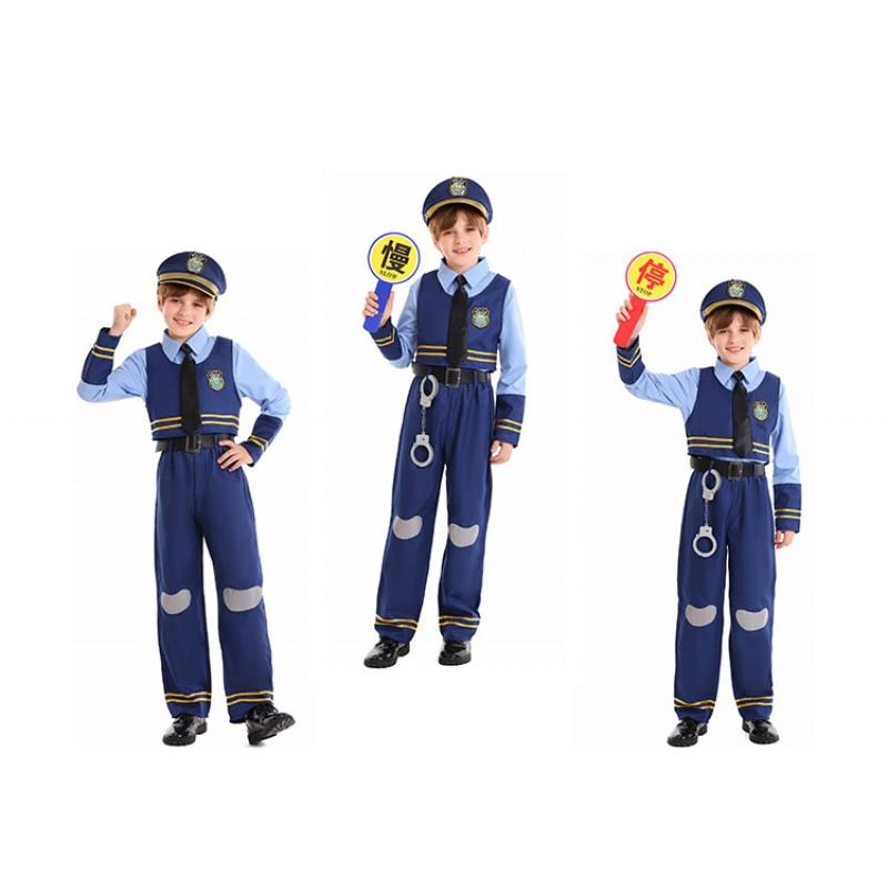Kids Costume Stage Performance Rabbit Police Officer Outfit Long Sleeve Dance Children 3-8 Years