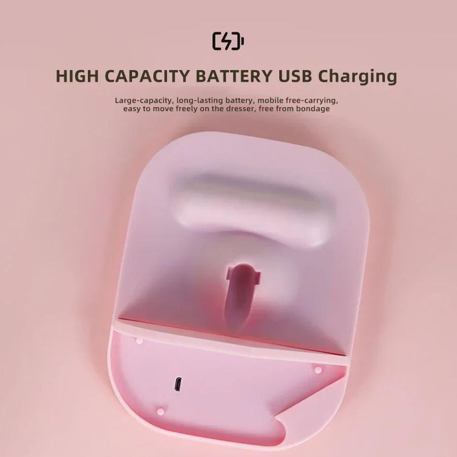 LED Light Makeup Mirror 3Color Light Source Portable USB Charging Beauty Makeup Fill Light Smart HD Desktop Folding INS Grooming