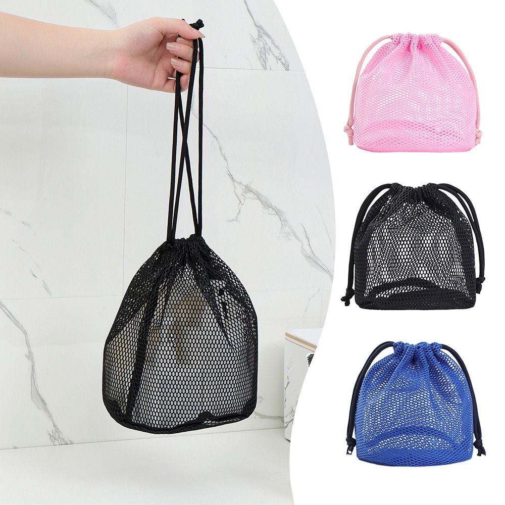 New Dopamine Color Cosmetic Bag Mesh Drawstring Storage Bag Breathable Large Capacity Lazy Toiletries Bag