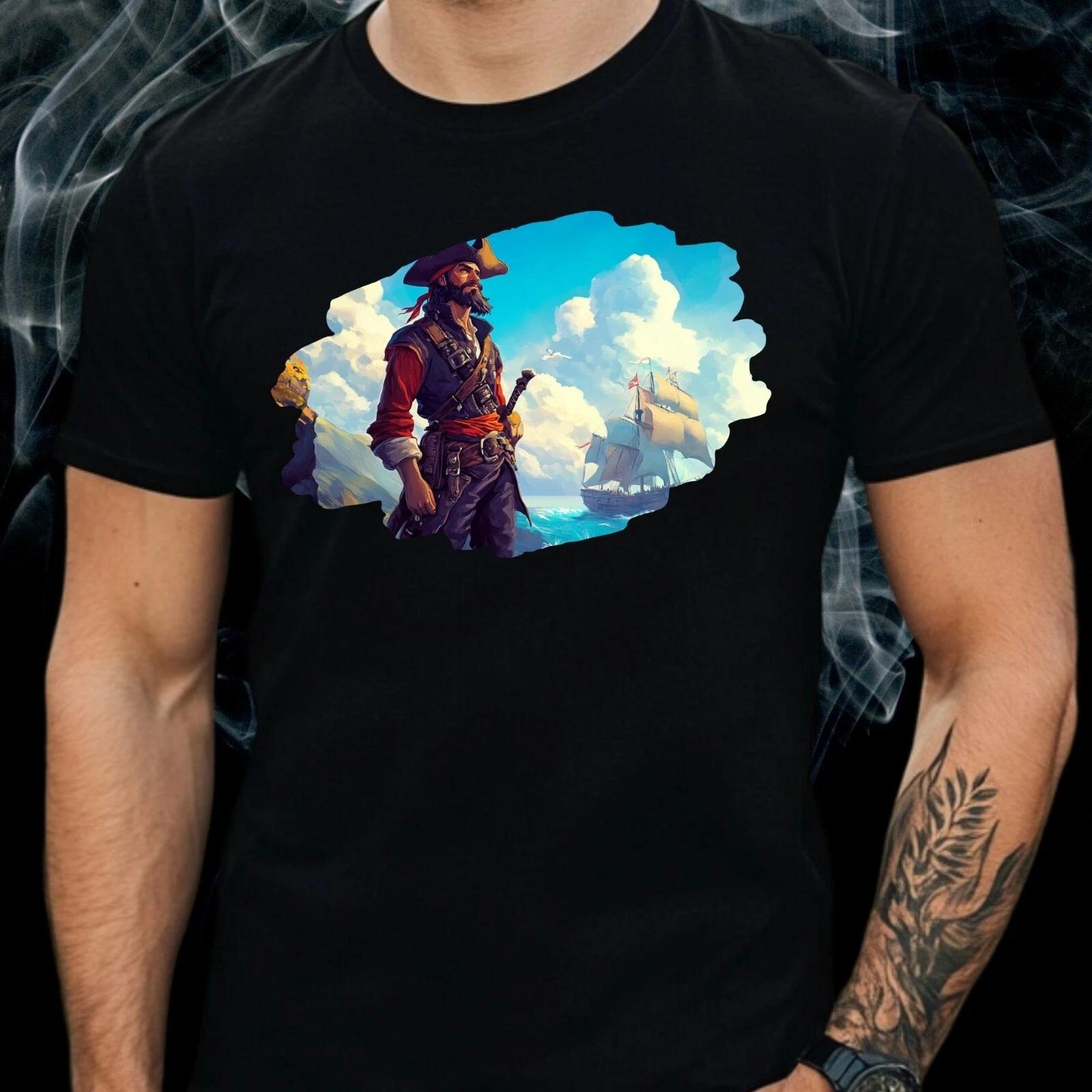 T-Shirt Herren Pirat Motiv Baumwolle Größe S bis 5XL S