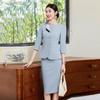 Women's Sky Blue 3/4 Sleeve Blazer Suit Set