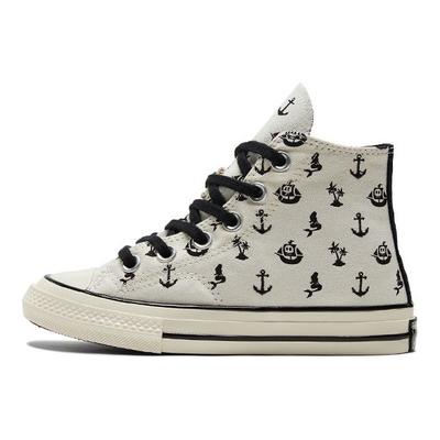 Buty na wysokiej platformie z płótna w stylu vintage z lat 70. Trampki dziecięce Ecru Czarne 372743C