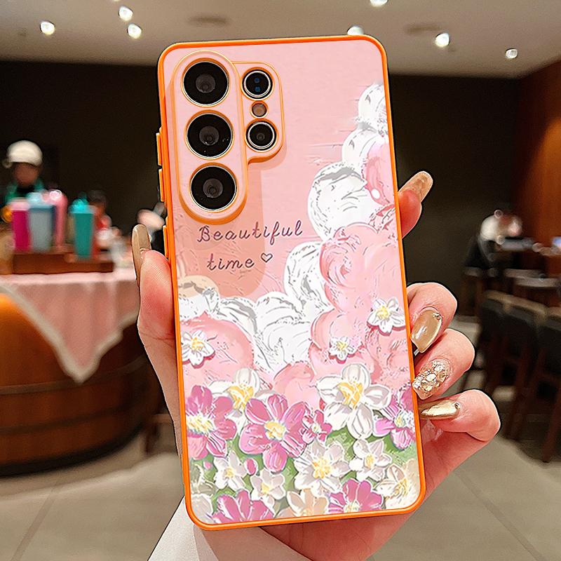 Magnetic For Magsafe Case For Samsung Galaxy S26 Ultra S25 Edge S24 Plus S23 FE S22 A17 A54 A55 A56 A57 5G Oil Painting Flowers Pattern Cover