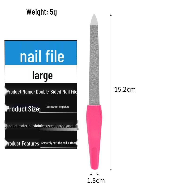 Stainless Steel Nail File with Plastic Handle, Durable Grinding & Polishing Nail Art Tool