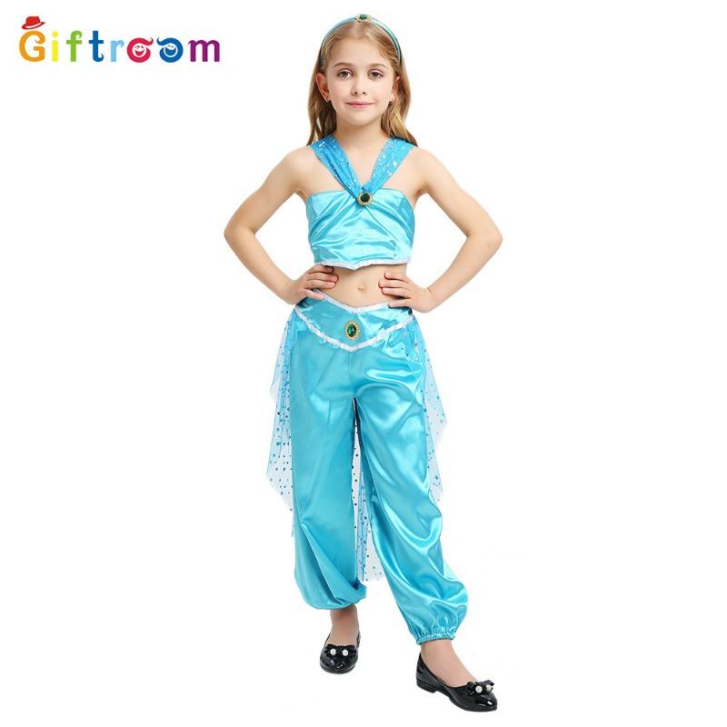 Children's day makeup stage performance costumes girls princess jasmine dress search banner set princess jasmine children's clothing