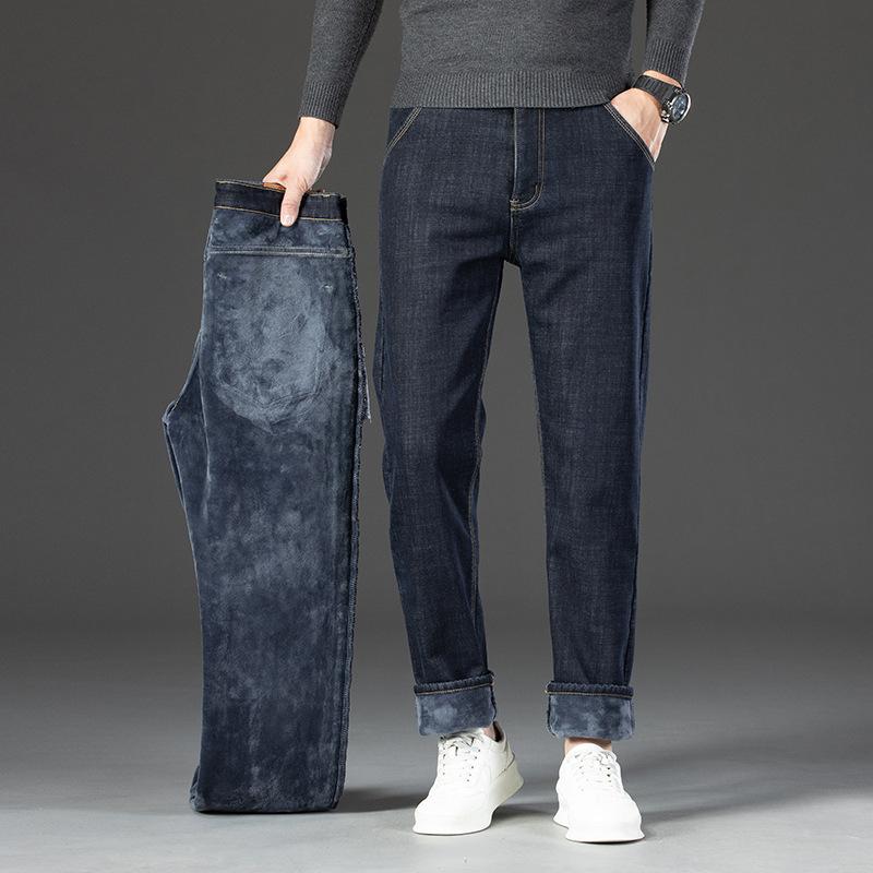 

Зимние утепленные и утепленные джинсы мужские удобные, приятные для кожи, модные, городские, универсальные, джинсовые брюки 40