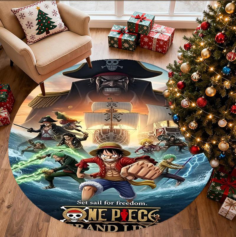 One Piece Pattern Round Rug, Indoor/Outdoor Mat, for Picnic, Gameroom, Bedroom, Office, Living Room, Home Decor Carpet, Birthday Gift