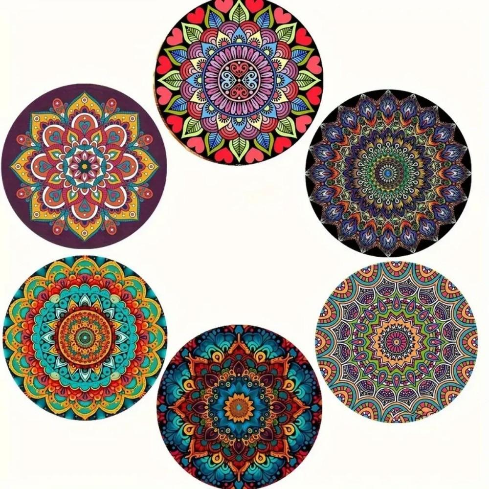 6 Pcs Cat Wooden Coasters Devil's Eye Heat Resistant Coasters Puppy Design Mats Kitchen Set