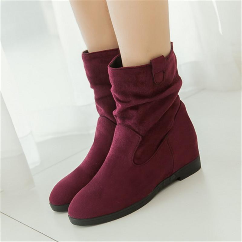 Fashion 2025 Autumn Winter New Thick Heels Short Boots Women Round Toe Ankle Botas Mujer Slip-on Chelsea Booties 33-43 Black Red Blue