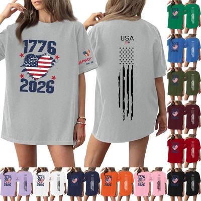 Women's Casual Fashion Round Neck Casual Print Short Sleeve T-Shirt Top