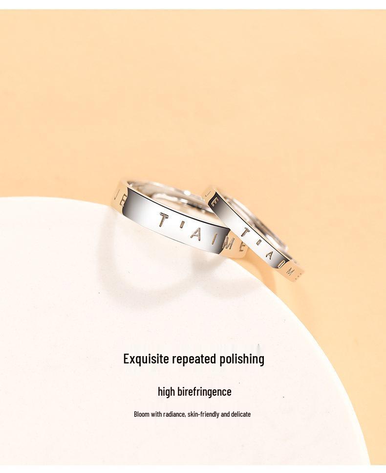 925 Sterling Silver French Couple Rings: Simple Luxurious Wedding Bands for Men & Women