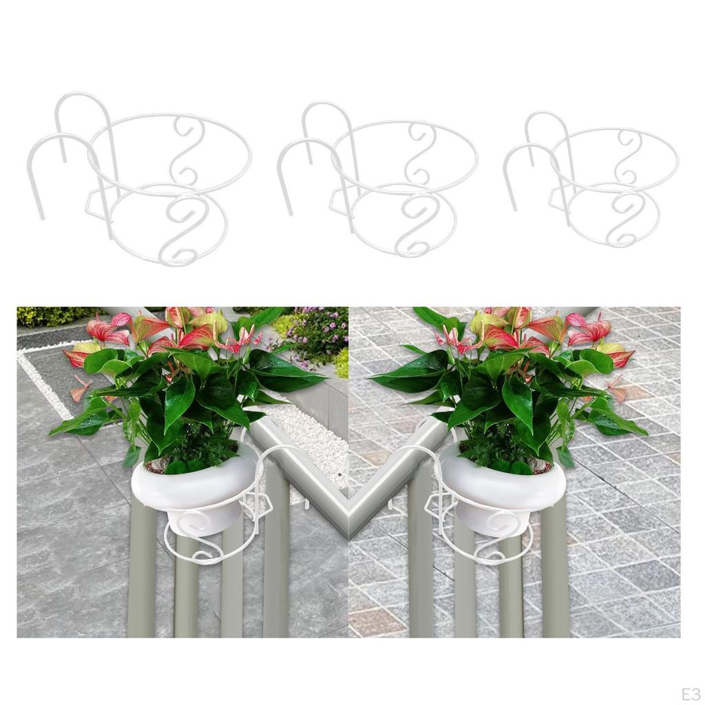 Hanging Planters Basket Metal Pot Plant Holder with Hook Over The Rail Flower