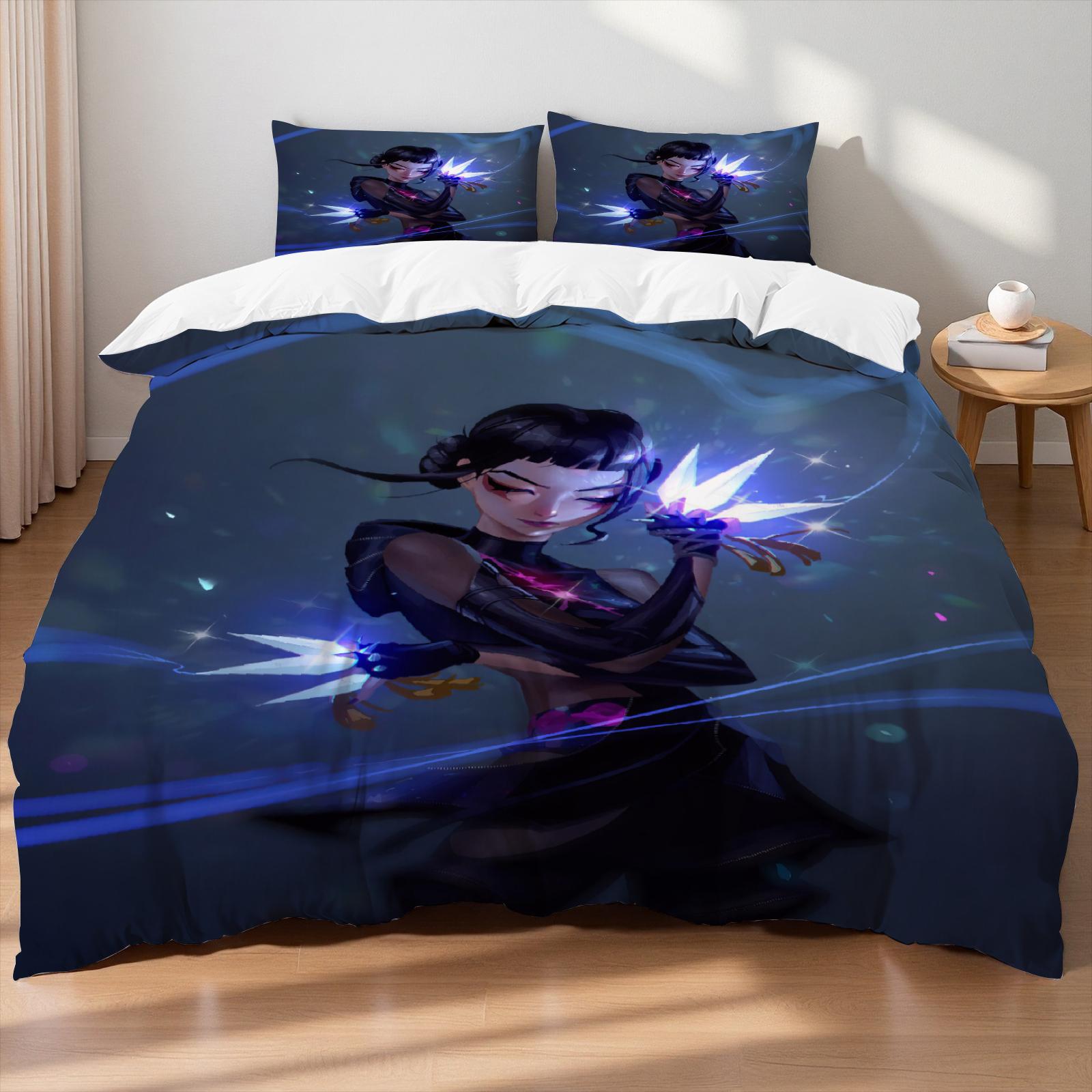 

K-pop D-Demon Hunters Themed Bedding Set Colorful Print Polyester Student Dormitory Bed Sheet Duvet Cover Kid Gift Home Textile US Twin(172x218cm)