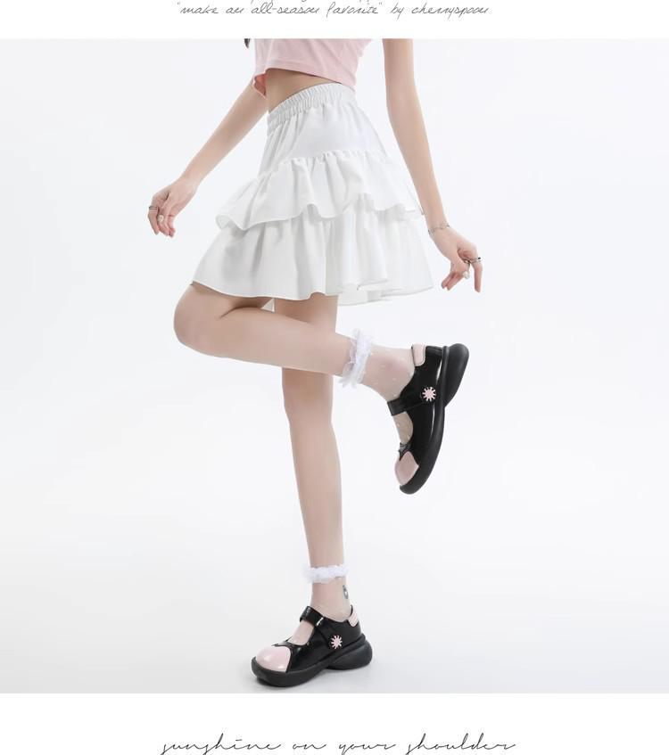 Black High Waist A-line Puffy Skirt for Women, Summer 2026 Trendy Short Umbrella Cake Skirt