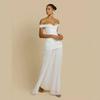 Party atmosphere dress, European and American one-word shoulder tube top, waist pleated temperament long dress