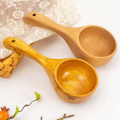 1pc Wooden Spoons Large Natural Wood Soup Spoon Ladle Water Scoop Rice Scoop Handmade Tableware Kitchen Gadgets