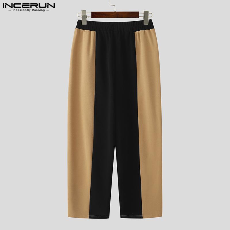 INCERUN Men V Neck Sleeveless Stitching Waistcoat and Long Pants Outfits Sets