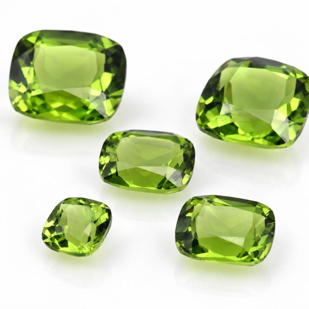 Green Peridot Cushion Cut Gemstone – Lime Green Faceted Loose Stones