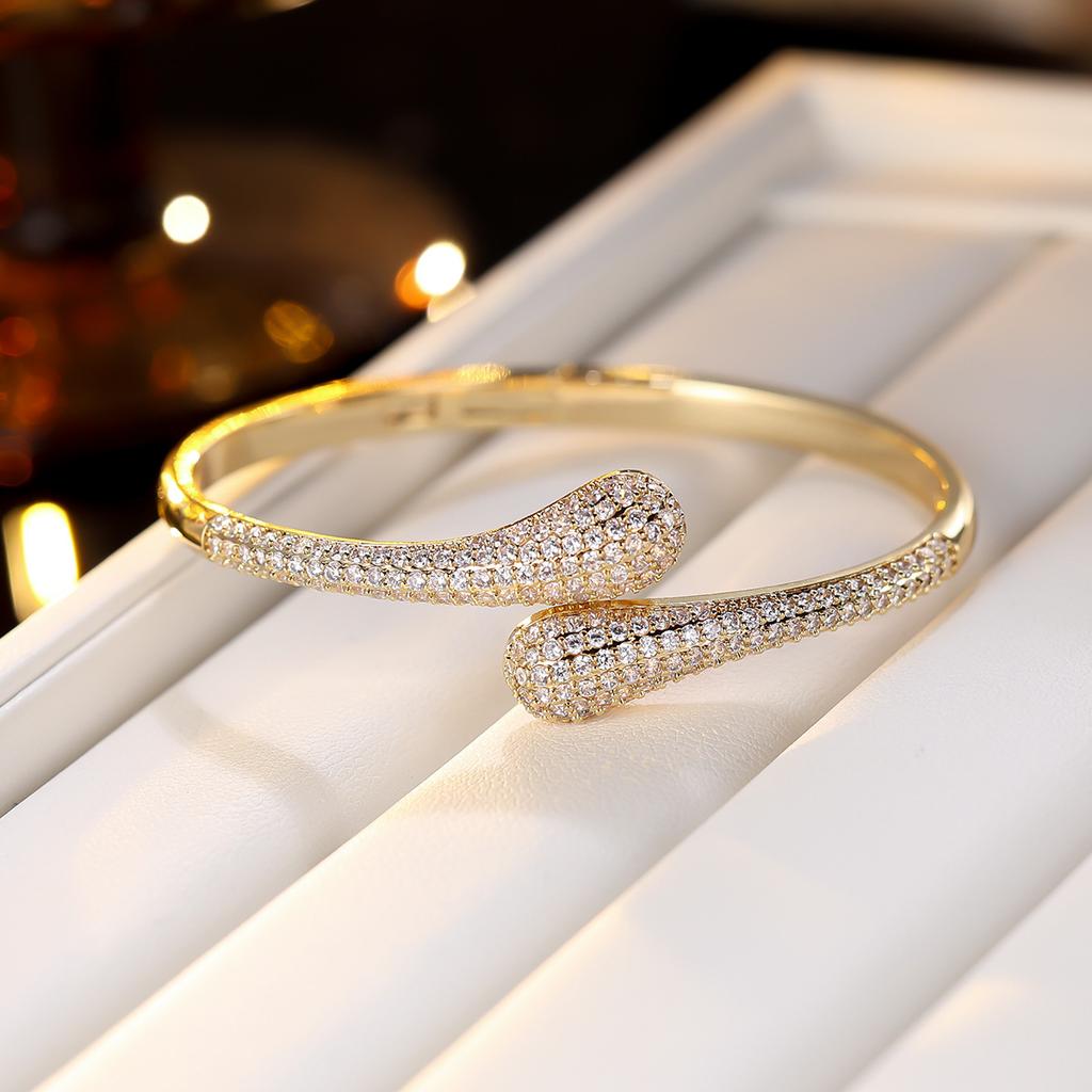 European and American Popular Super Flash Zirconium Geometric Bracelet Light Luxury Fashion High-end Open Adjustable Bracelet