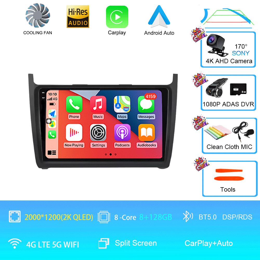 Car Radio 2Din Android 14 Stereo For Volkswagen VW Polo Sedan 2008 -2015 GPS Navigation Multimedia Mirror L-ink BT WIFI QLED DSP
