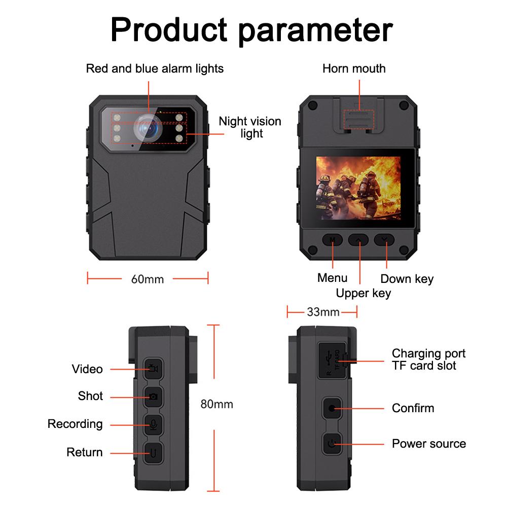 4K HD Mini Camera with HD IPS Screen Back Clip Police Recorder Portable Body Camera Motion Detection IR Night Vision