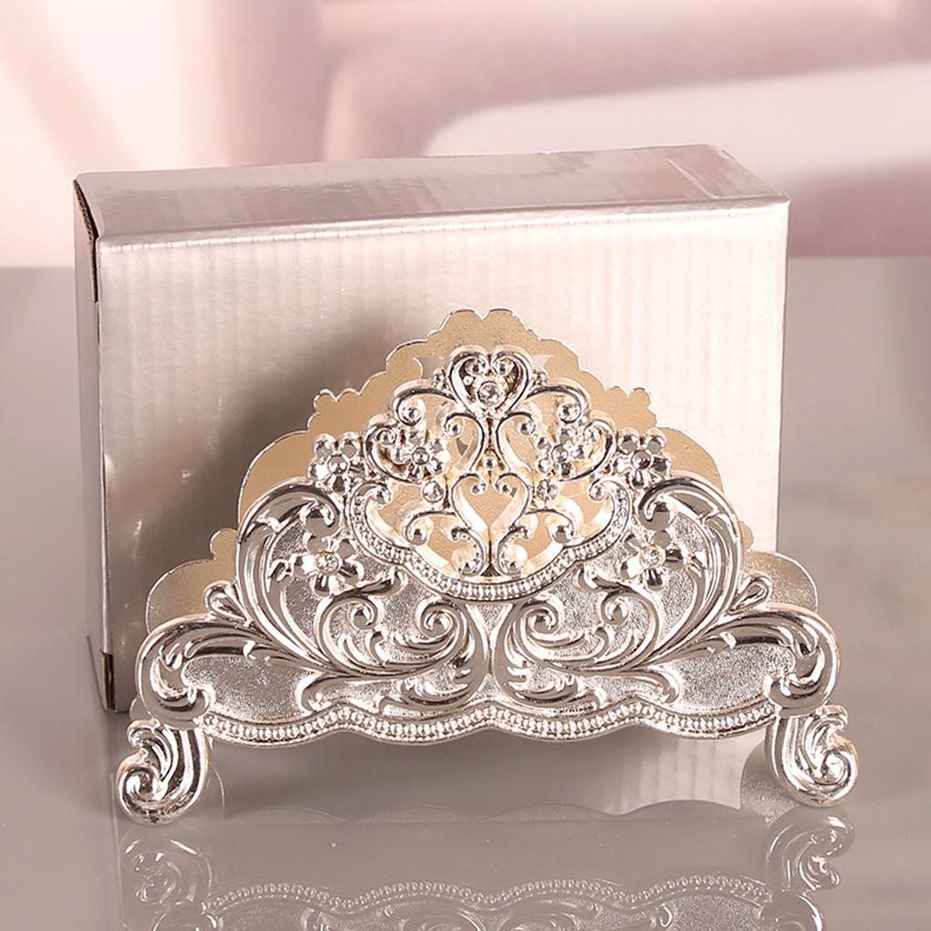 Napkin Holder European Metal Hollow Flower Pattern Paper Tissue Holder Freestanding Paper Napkin Dispenser