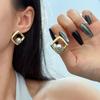 New Earrings, Cold Wind, Round Ball Beads, Two-color Splicing Studs, Geometric Square Fashion Women's Earrings