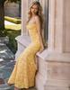 Elegant European & American Slim Lace-up Fishtail Jacquard Dress