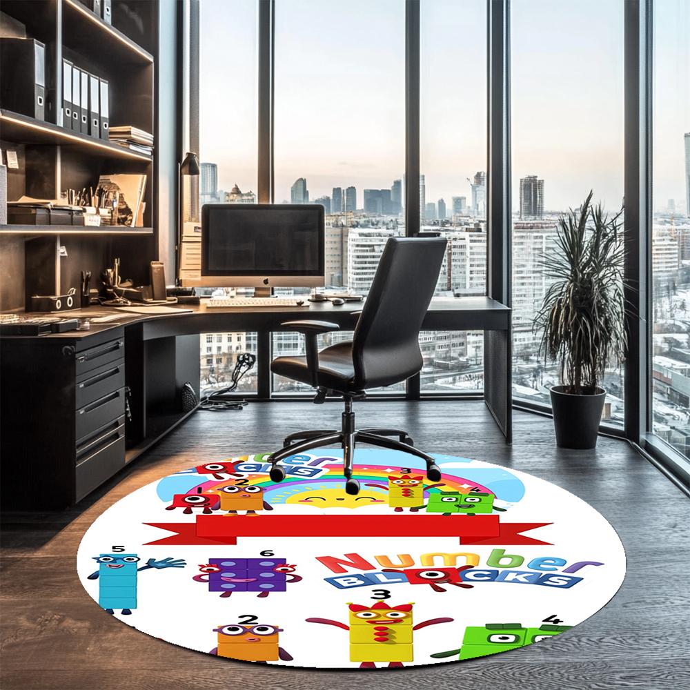 Numberblocks Printed Round Rug Carpet Chair Rug Area Rug Entryway Doormats,for Office Chair Living Room Bedroom Kitchen Room.