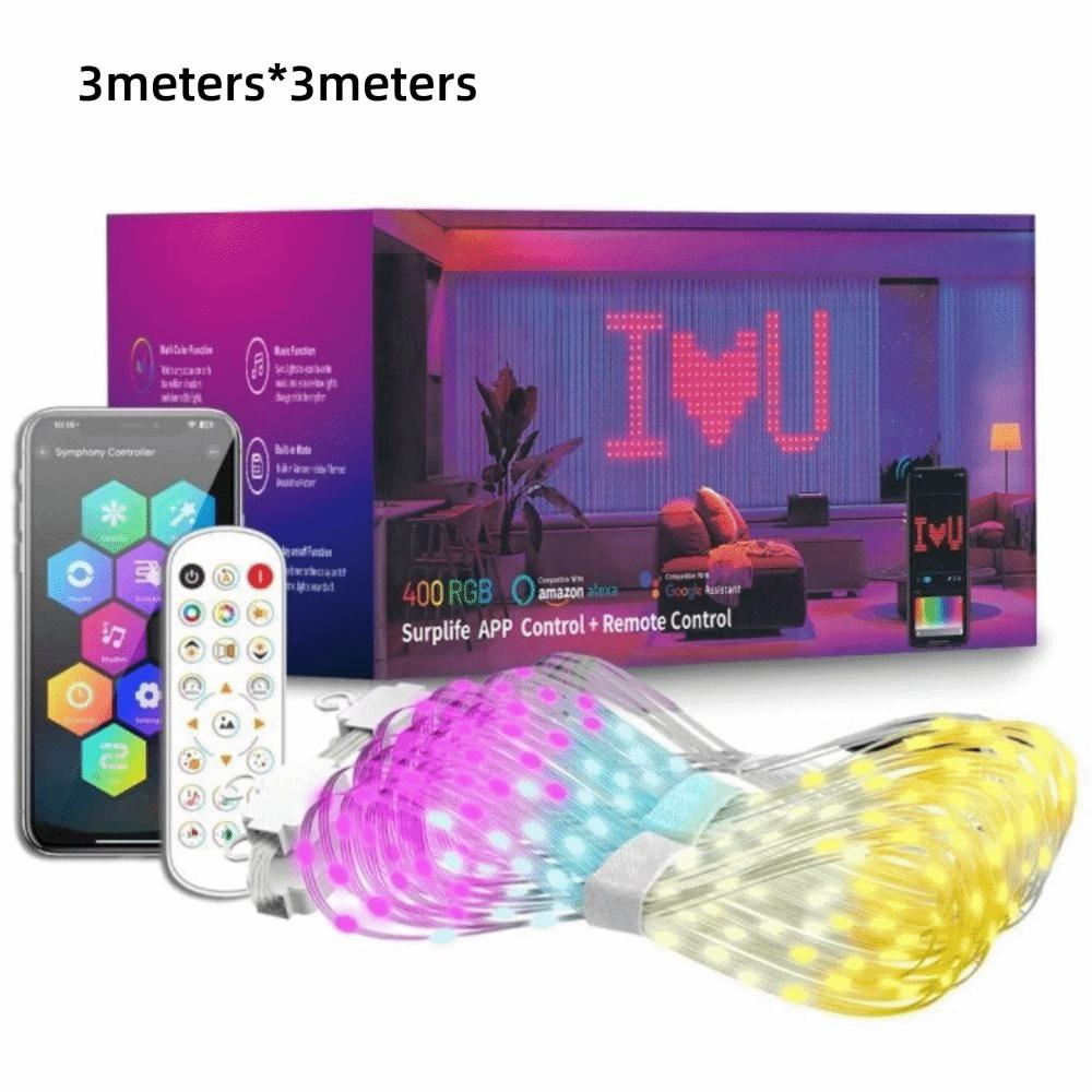 400 LEDs DIY Fairy Lights Bluetooth Control LED Curtain Strip RGB String Lights  Window Decoration