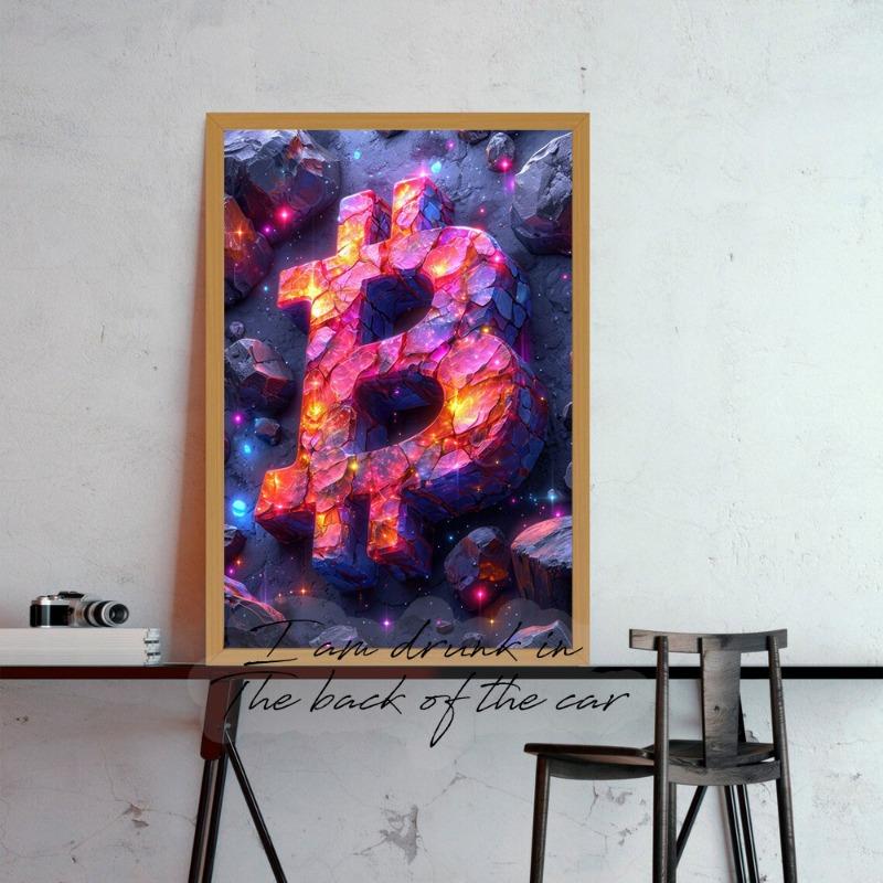 Crypto Bitcoin Logo Poster Canvas Printing Wealth Crypto Wall Art Decor Gaming Room Home Living Room Wall Art Decor Prints Gift