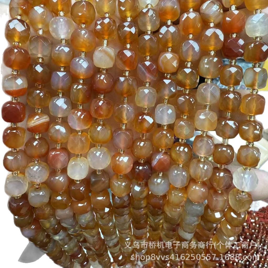 Red Agate Faceted Beads for Jewelry: Hard Disk, Sugar Cube, Rhombus Shapes