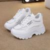 Fashion Chunky Platform Sneakers Women  Spring Thick Bottom Sprots Shoes Woman PU Leather Mix Color Lace Up Casual Shoes