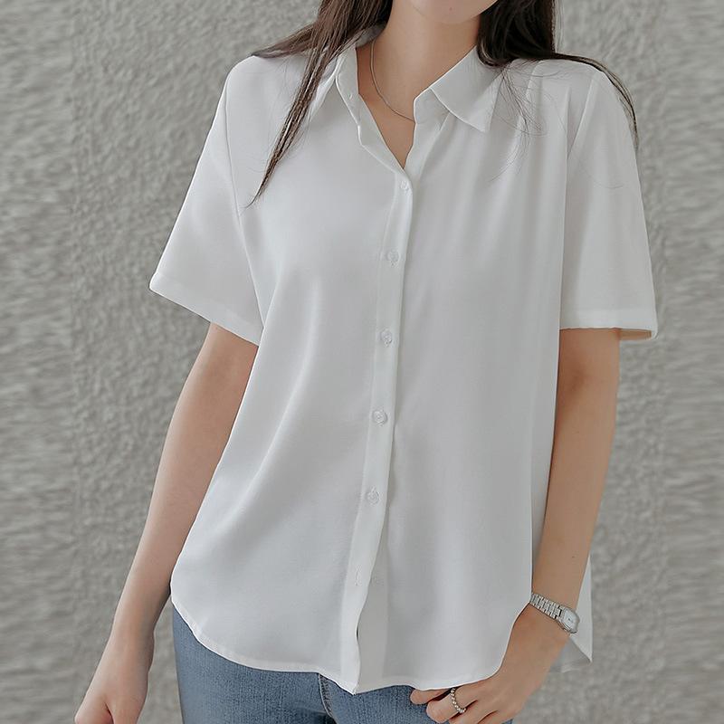 Summer Short Sleeved Shirt for Women with Niche Design Loose Versatile Professional Temperament Formal Top Blouses & Shirts