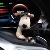 HEHW Decorative Plush Toys for Turn Signal and Shift Cute Dog Column Shift Car Accessories Wiper, Lever, Knob, Ornaments, Pendants, (Gromit, Glasses)