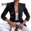 Women Suit Coat Lapel Long Sleeve Solid Color Suit Jacket Loose Fit Double Breasted Work Outwear Business Casual Wear