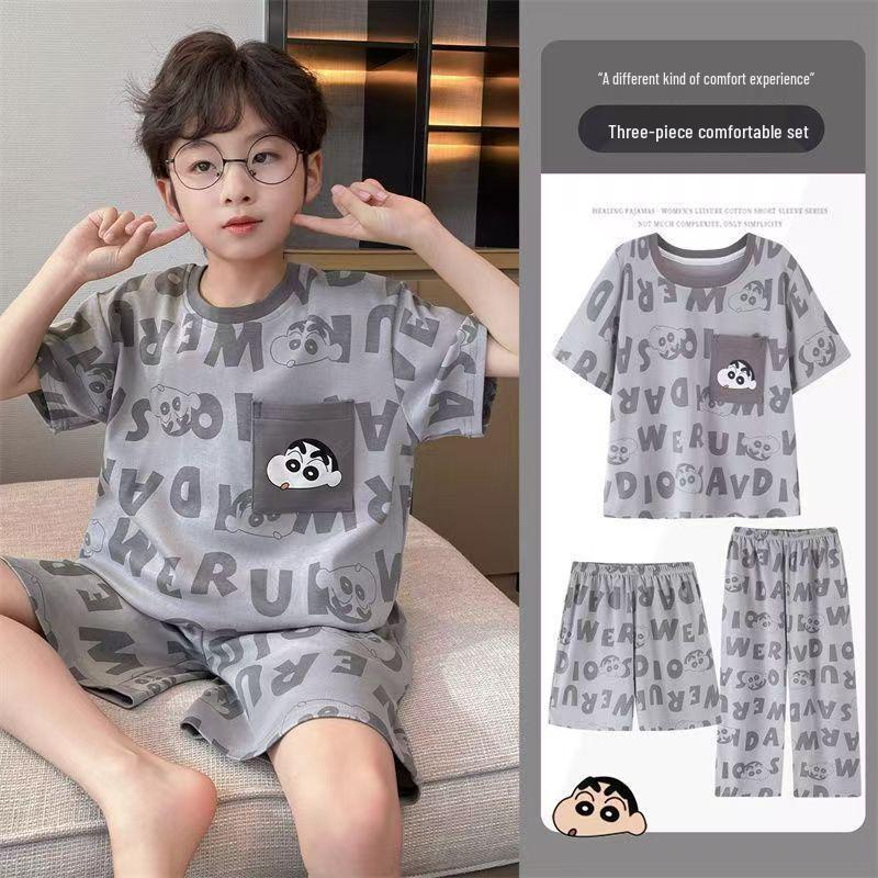 Boys' Summer Pajama Set - Casual Short Sleeve and Loose Fit for Kids