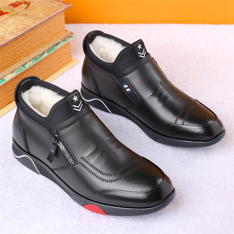 Genuine Leather Men Boots Men's Winter Shoes Fashion Wool Snow Boots Shoes Sneakers Ankle Boots Men Casual Shoes Footwear