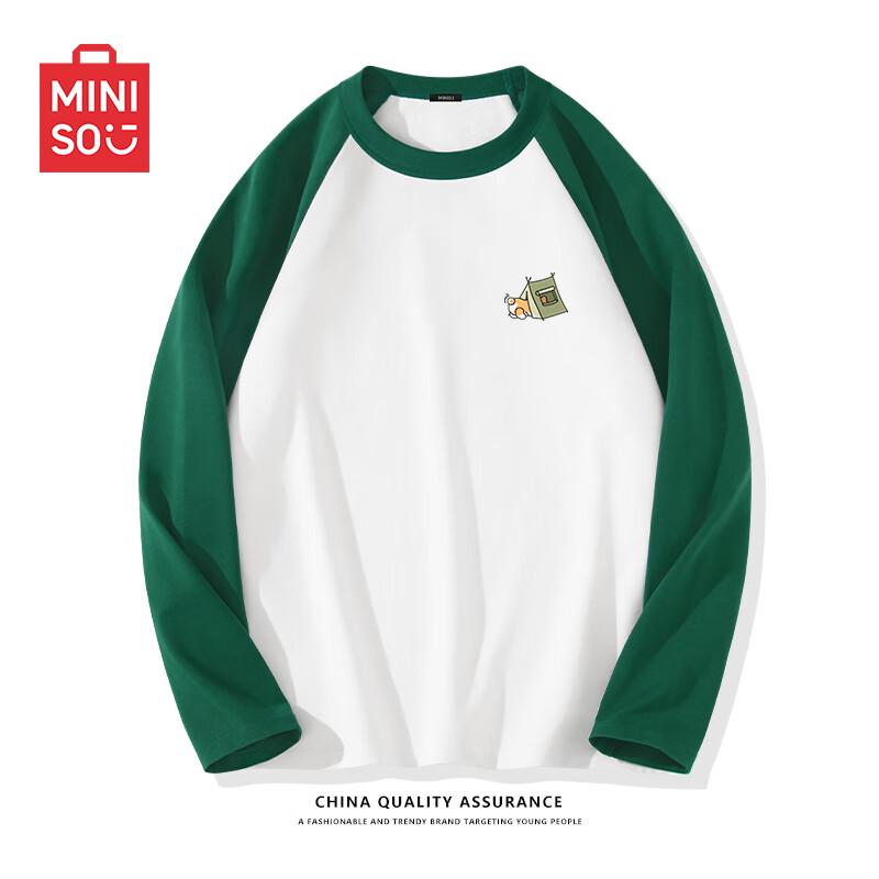 

MINISO Men s American Style Color-Block Raglan Long-Sleeve T-Shirt 2XL
