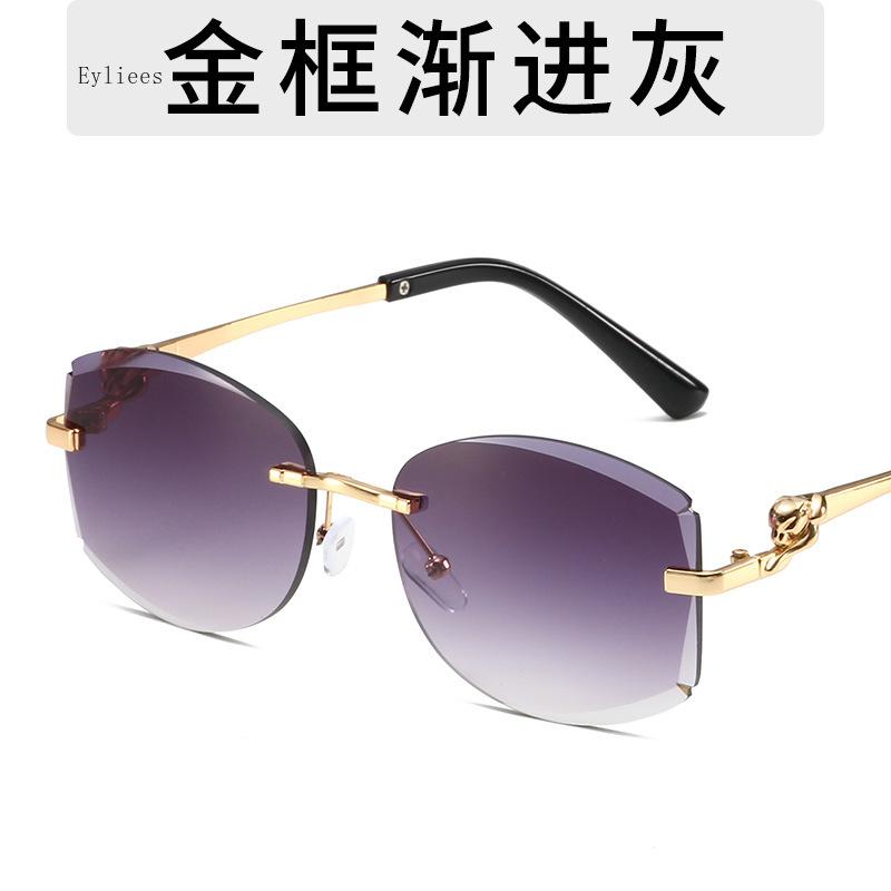 Fashion Retro Rimless Oval Sunglasses for Women Vintage Gradient Multicolor Sun Glasses Luxury Outdoor Travel Sun Shade Eyewear