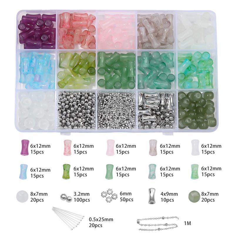 

370 шт./кор. хрустальное стекло, бамбуковые бусины, металлические космические бусины, набор для браслета, ожерелья, набор для изготовления ювелирных изделий своими руками Multi size