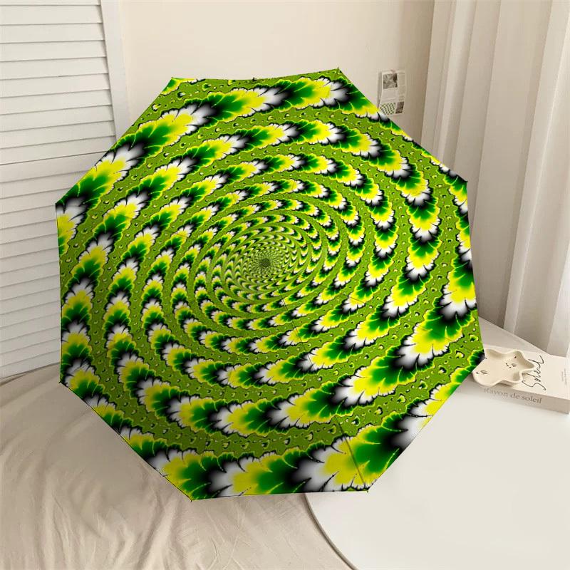 1pc Optical illusion Pattern Automatic Open/Close Umbrella with Windproof, 8-Rib Sturdy Canopy, Durable Ribs, Fashionable Design1233A