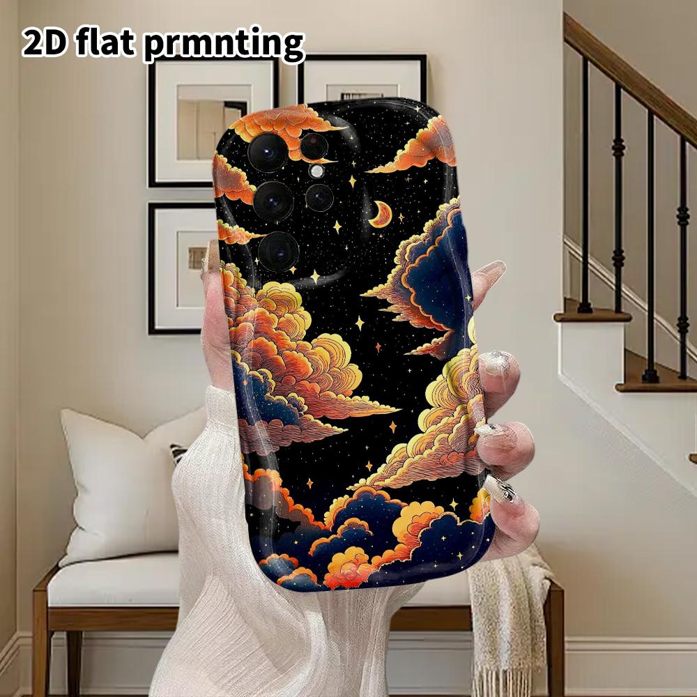Phone Case: 2D Flat Samsung Galaxy A34 A35 M05 M06 S20 S22 S21 FE Plus 5G Protective Case, Couple Style, Cloud Pattern Starry Sky, Christmas and Hallo