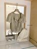 Spring/Summer Women's Puff Sleeve Lace-up Waist Cinching Cropped Shirt