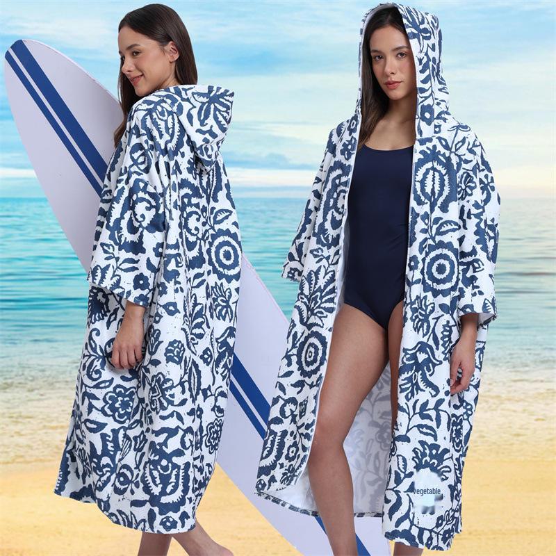 

Взрослый и детский быстросохнущий худи-пончо из микрофибры для пляжа и ванной Microfiber Towel Fabric Adult 110*75CM